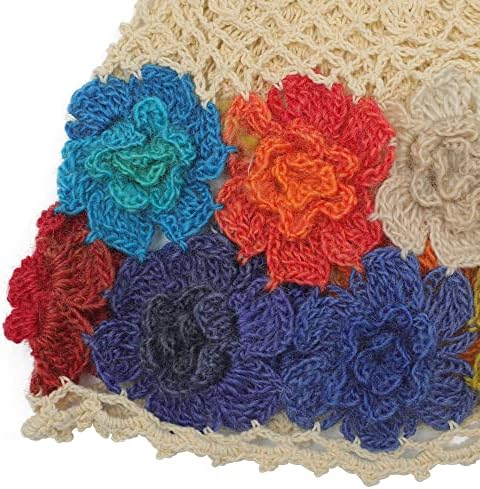 Zlyc feminino algodão crochê caveira tampa artesanal de malha recortada chapéu de gorro floral
