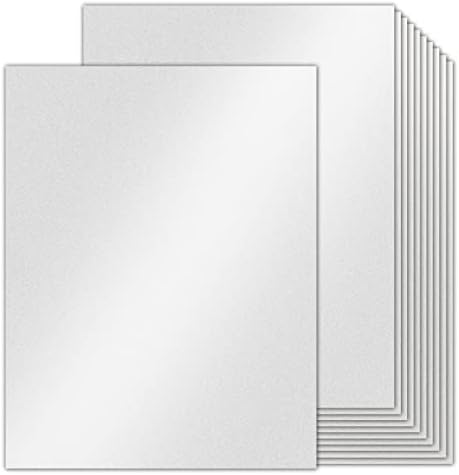 Cardstock de prata de 100 folhas 8,5 x 11 papel metálico, papel de estoque de cartões Goefun 80lb para convites, artesanato, cartões