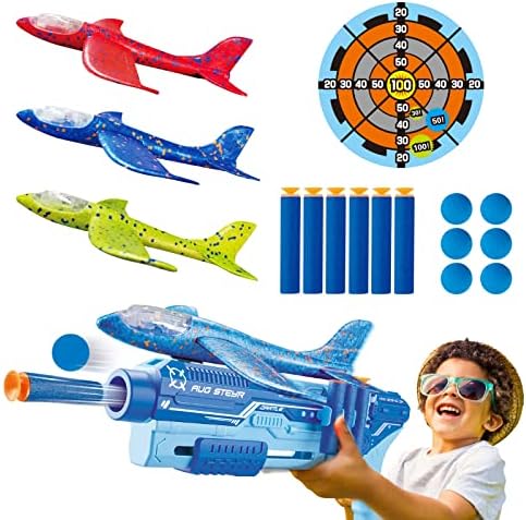 3 Brinquedos de lançador de avião de pacote para crianças, 5 em 1 Led Glider Catapul