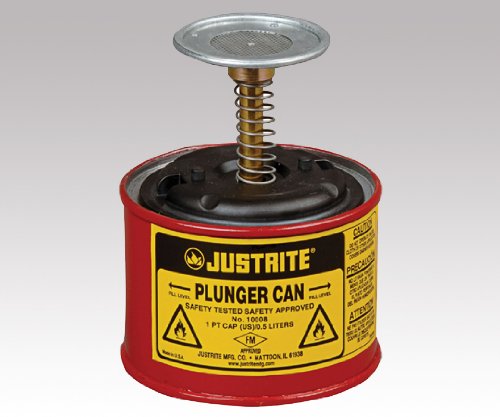 Justite - 10108 1 Quart Red Galvanized Steel Safety Punger com a placa de Dasher de 5 e Brassryton.