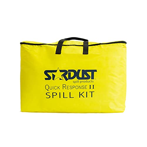 Kit de derramamento universal de resposta rápida de Stardust. Cada pacote inclui: Duffle amarelo, 15 almofadas de sorvente universal, 2 x4 'universais sorventes meias, 4 sacos de descarte, luvas de nitrila