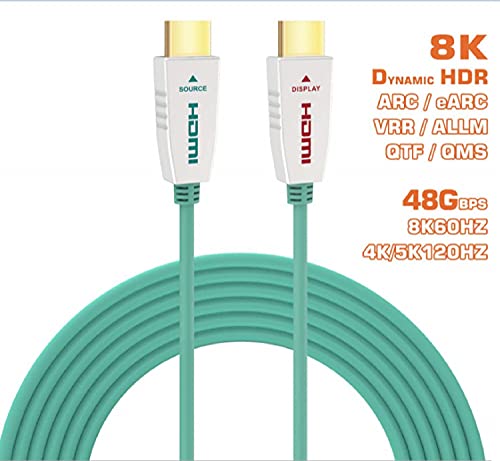 Tiaway 8K Cabo de fibra óptica HDMI CL2 Classificado em 165 pés HDMI 2.1 48Gbps 8k@60Hz 4K@120Hz Dinâmico hdr/earc/hdcp 2.2/3d para