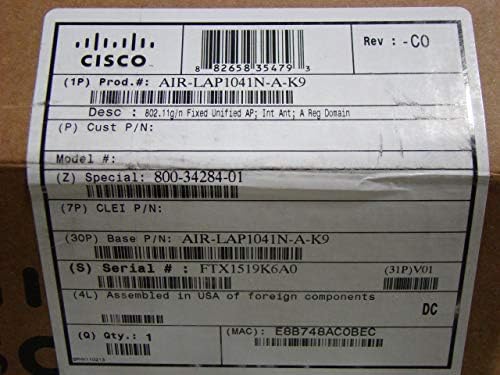 Cisco Air-LAP1041N-A-K9 AIR-LAP1041N-A-K9 802.11G/N