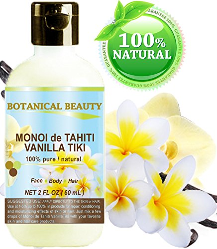 Óleo de Vanilla Tiki de baunilha de Tahiti natural / puro. 2 FL.OZ.- 60 ml. Para a pele, o cabelo e os cuidados com as unhas.