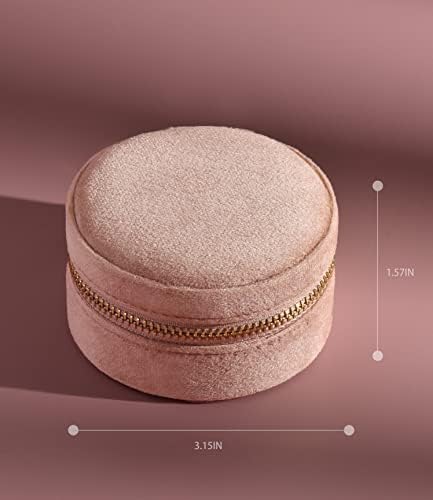 Caixa de jóias de viagens de veludo Taimy, capa de joalheria redonda para mulheres para meninas, mini jóias portáteis caixas organizadoras