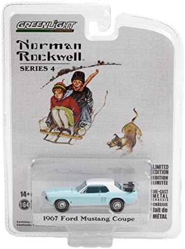 Greenlight 54060 -D Norman Rockwell Series 4 - 1967 Mustang Coupe com rack de esqui e esqui 1:64 escala
