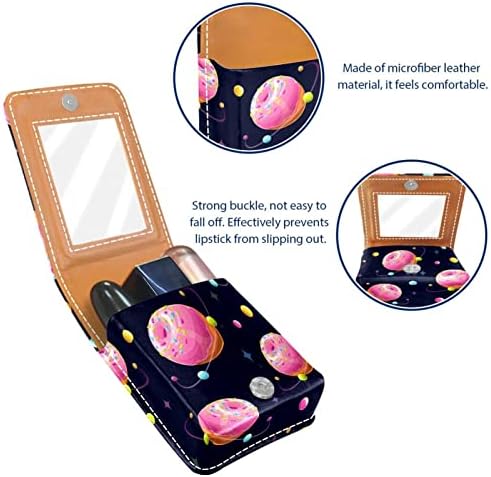 Mini estojo de batom com espelho para bolsa, organização de estojos portáteis de Donut Planets