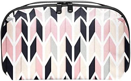 Bolsa de maquiagem rosa da geometria para bolsa portátil de viagens portáteis para saco de beleza para as mulheres para mulheres