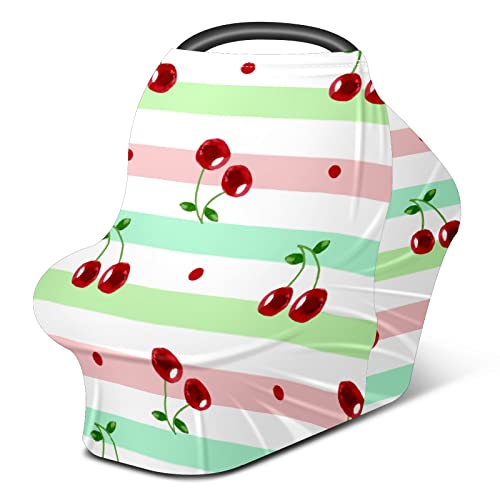 Capas de assento de carro para bebês listras coloridas de cereja doce capa de enfermagem capa de carrinho de cachecol para bebês