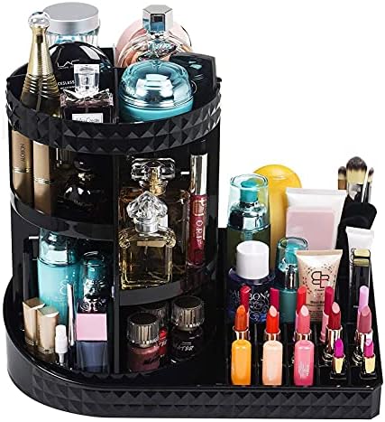 WACZJ Organizador de maquiagem rotativo de acrílico WACZJ 360 graus Girando jóias ajustáveis ​​Perfumes cosméticos Direcione a caixa de suporte Grande capacidade de compra para o quarto da cômoda, transparente