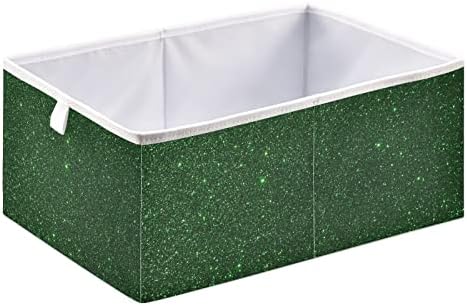 Cestas de armazenamento de glitter verde de cataku esmerald grandes cestas de armazenamento retangulares para organizar o organizador de armazenamento dobrável de tecido para prateleiras
