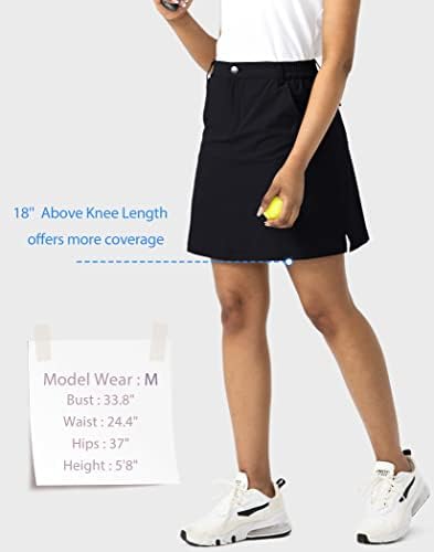 SANTINY Golf Skorts Saias para mulheres 5 bolsos de 18 comprimento de joelho upf50+ saia de tênis de caminhada atlética