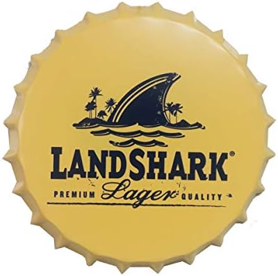 2CAS LANDSHARK Caps decorativos de garrafas de metal lata de lata Cafe Cerveja decoração de barra de 13,8 polegadas