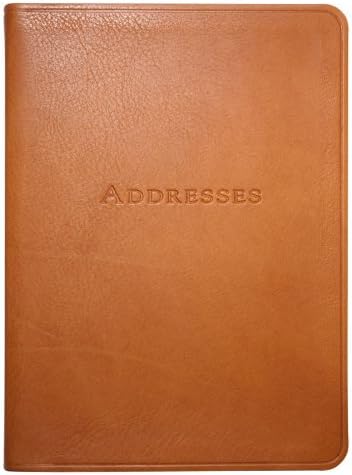 Imagem gráfica Livro de endereço de mesa de couro de 7 polegadas, couro genuíno de pele de bezerro, 1.400 entradas,