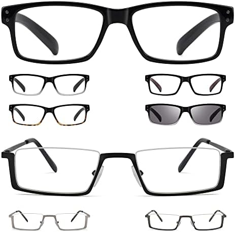 Gud Reading Glasses 8 pares Classic Leitores retangulares leves para mulheres +1,50
