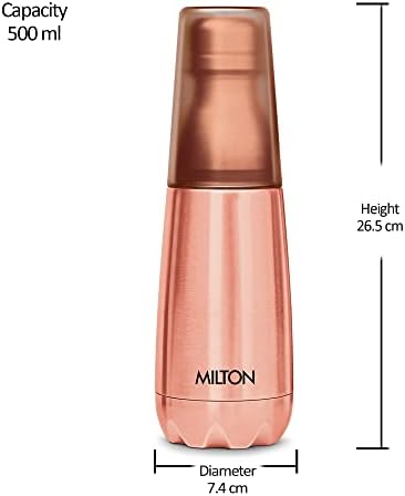 Milton Vertex -500 Garrafa de água termoteel com copo inquebrável, 500 ml, pêssego