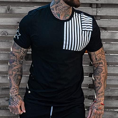 UBST Soldier Camisetas de manga curta para homens, 2022 Novo verão patriótico listrado camiseta muscle slim fit