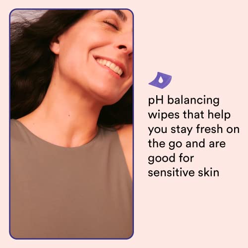 Love Wellness Wipes femininos para mulheres, 3 pacote - lenços de equilíbrio de pH calmante e calmante para saúde vaginal - lenços íntimos com aloe vera - livre de fragrâncias