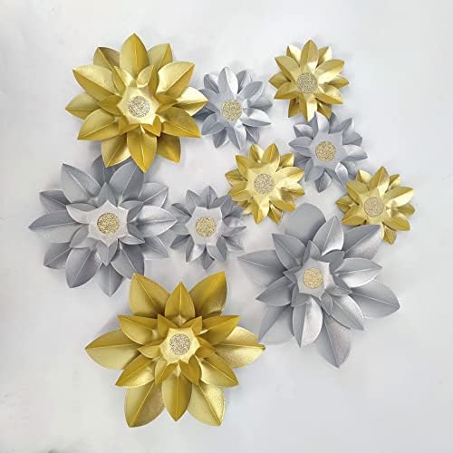 Flor de papel de prata mybbsshow dourado para parede de papel diy cenário floral decoração de canto de casamento pacote
