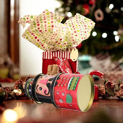 Bestonzon Christmas Cookie Tins Conjunto: Holiday Nutcracker Recasado em forma de lata TIN PLATA ESPAZ