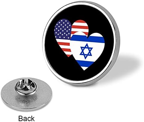 Israel American Heart Bandle esmalte os pinos redondos de broche de lapela Butges Button Pins para chapéus de mochilas