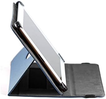 Capa de capa de couro falsa azul da Navitech com 360 suporte de rotação compatível com o tablet Wi-Fi de 8 polegadas Polaroid A8 de 8 polegadas