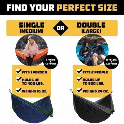 Wise Owl Outfitters Camping Hammock - Acessórios de acampamento Hammock único ou duplo para arame ao ar livre, Hammock