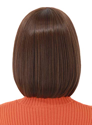 Ruina Brown Brown Bob Wigs For Women Girls Velma peruca peruca de cabelo castanho reto com franja Natural fofinho sintético para