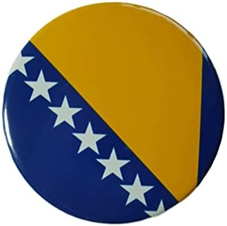 Vmcoatdu Round Bósnia e Herzegovina Flag International Travel Pins Big Pins Alloy transferência de calor impressão feita de metal