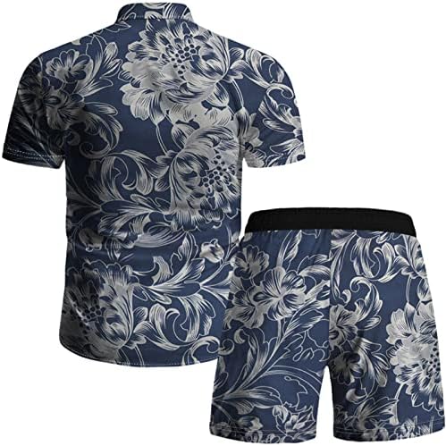 Mangas curtas de mangas curtas tops shorts 2pc Conjunto de moda 3D Botão impresso camisas de lapela Cardigan Beach Calças