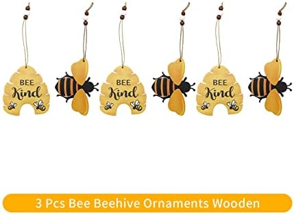 Uoienrt 6pcs Beehive ornament abelhas de madeira de madeira abelhas de madeira suspensa decoração perfeita para presentes de