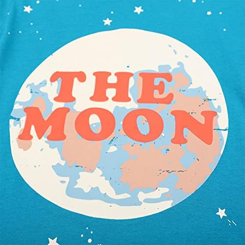 Camiseta de manga curta luminosa para meninos com moon Motif Black Grande camisa