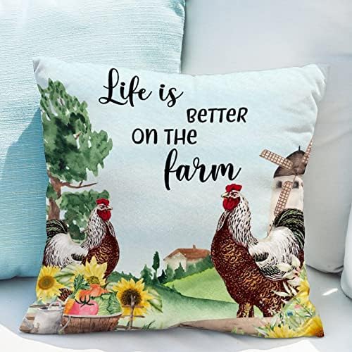 A vida do frango de celeiro é melhor na capa da almofada da fazenda com zíper quadrado de galinha de galinha de galinha travesseiros