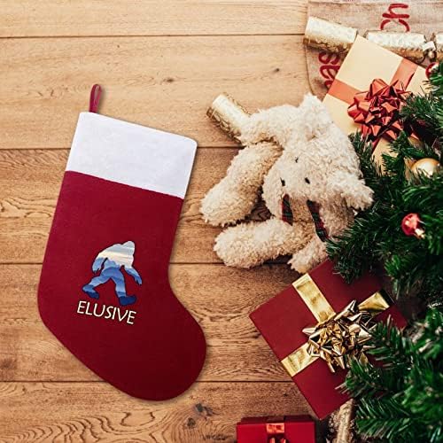 Engraçado Bigfoot Sasquatch Christmas Meking lareira da árvore de Natal Hanging Socks com decoração de punho de pelúcia para festa de férias em casa