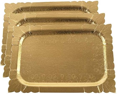 Pacote de 3 bandejas de cor de ouro descartáveis ​​para serviços pesados