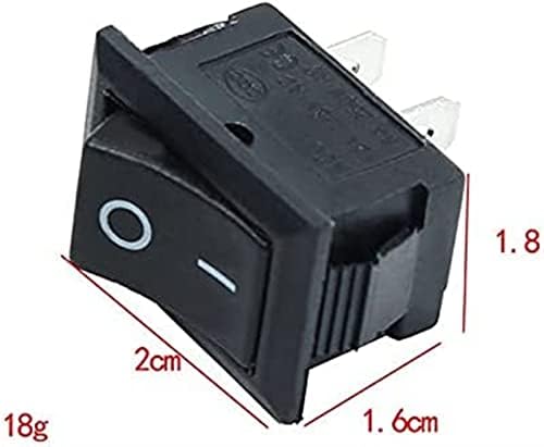 AGOUNOD ROGHER CHANGER 5PCS Black Push Button Switch Mini Switch 6A-10A 250V KCD1-101 2pin Snap-in On/Off Rocker Switch 21