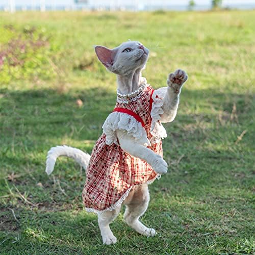 Roupos de gato sem pêlos de algodão de algodão de algodão vestido de manga voadora para esfinamento, cornish rex, Devon