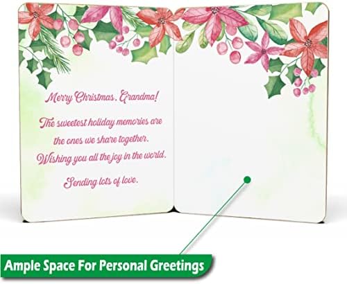 Feliz Cartão de Natal para Vovó - | Feito de bambu real | 6 x 4,5 - 1 pacote | Corte a laser, ornamento com tema da avó, cartão