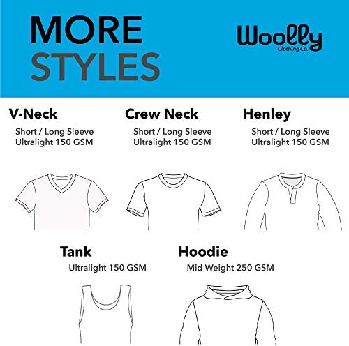 Woolly Clothing Co. Merino Womer Wool Henley Hoodie - Ultralight - Wicking Breathable Anti -Odor