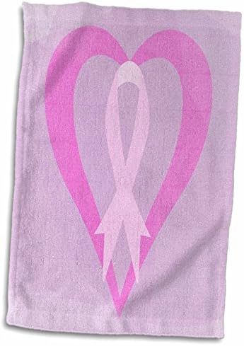 3d Rose Heart com toalha de conscientização sobre câncer de fita rosa/esportes, 15 x 22