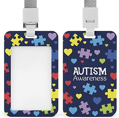 Autism Consciência Mês Id Id Batch Holder com lanfilizador vertical Badges Holder Card Ferrule Slide Tampa para homens