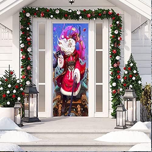 3D Capas de porta de Natal Decorações da festa de Natal Adesivos de porta 31 x 78 polegadas adesivos para meninas no ensino médio