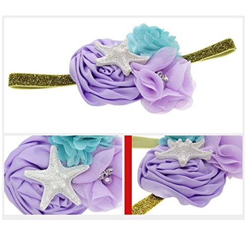 Bandas de cabeça de sereia de estrela do mar de VeiCostt com faixa de cabelo de flor para acessórios de cabelo para meninas bebês zhb27