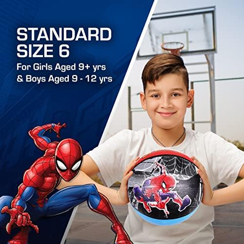 Marvel Spider-Man Basketball Tamanho 6, Vingadores Bola de Esportes para Juventude para Juntos para Meninos e Meninas, Multi