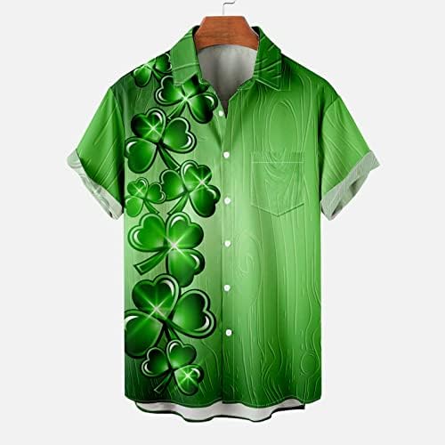 Mens Irish Tops ST.Patrick's Day Shirt Casual Manga curta Camisetas de botão havaiana