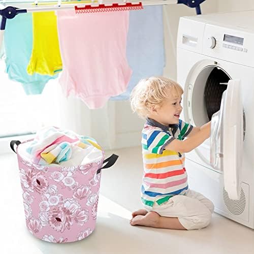 Cesta de lavanderia Floral Patterns sem costura24 cesto de lavanderia com alças Saco de armazenamento de roupas sujas dobráveis