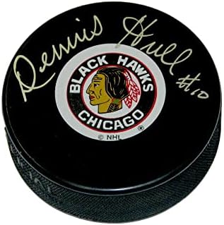 Dennis Hull assinou o Chicago Blackhawks Puck - Pucks autografados da NHL