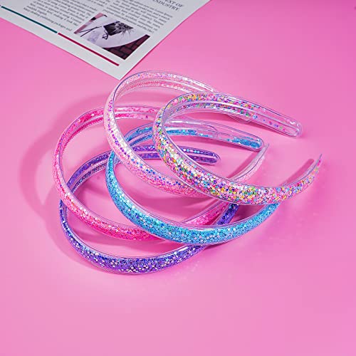 Bandas de cabeça de Glitter YQC para meninas -5 PCs Banda de cabeça brilho fofo para crianças -Fashion Stars Shiny Star