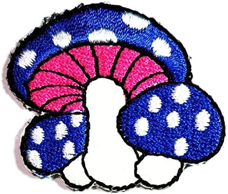 Kleenplus 3pcs. Mini azul de cogumelo de cogumelo bordado Ferro bordado em costura em emblema para jaquetas jeans calças mochilas roupas adesivas de roupas de desenho animado