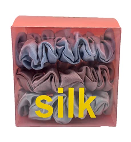 3Pack IPEK Premium Silk Scrunchies, seda de amoreira pura e certificada. Luxo Anti-Criador e Breakage Silk Hair laços